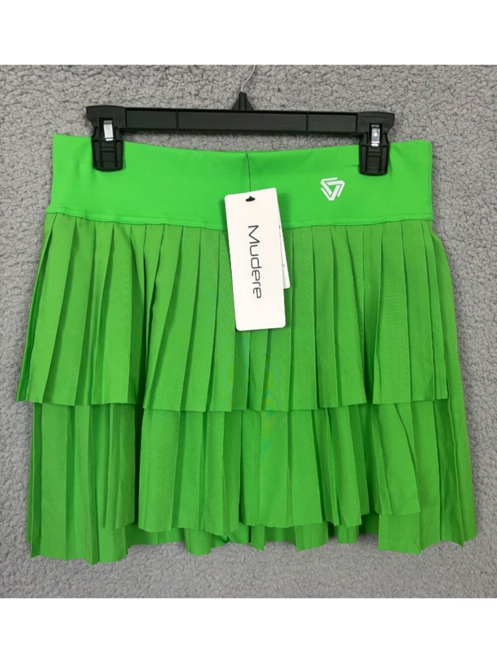 Mudere Women's Green Pleated Tennis/Activewear Skirt With Inner Short Large NWTs
